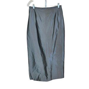Vintage 90s Y2K Silver Gray Long Midi Straight Skirt Made in USA Sz 10